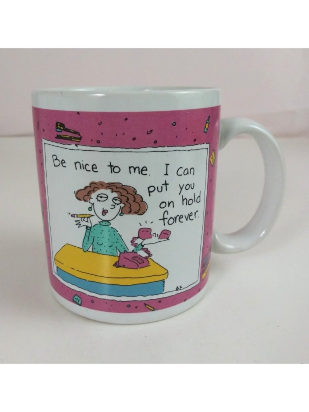 Vintage 1989 Hallmark Shoebox Greetings Be Nice To Me Secretary Funny Coffee Cup